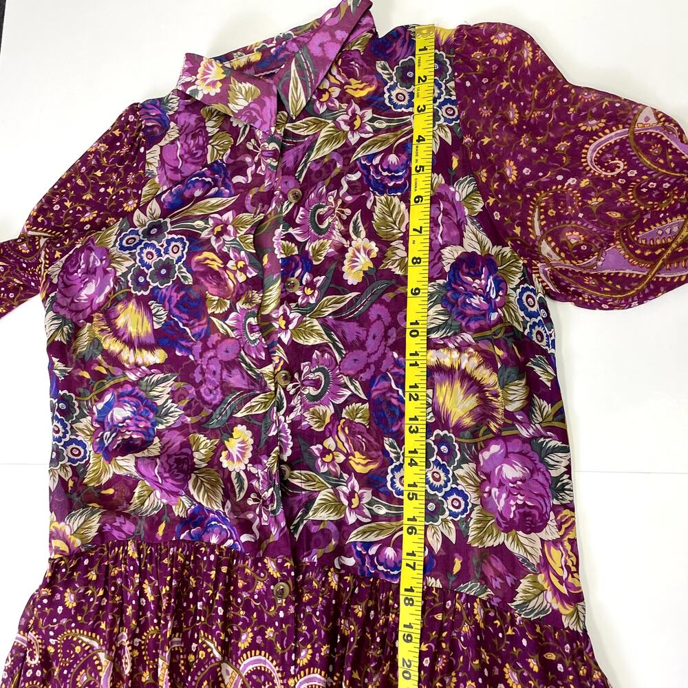 Anthropologie Nikole Maxi Shirtdress XS Paisley Floral Boho - Picture 15 of 16